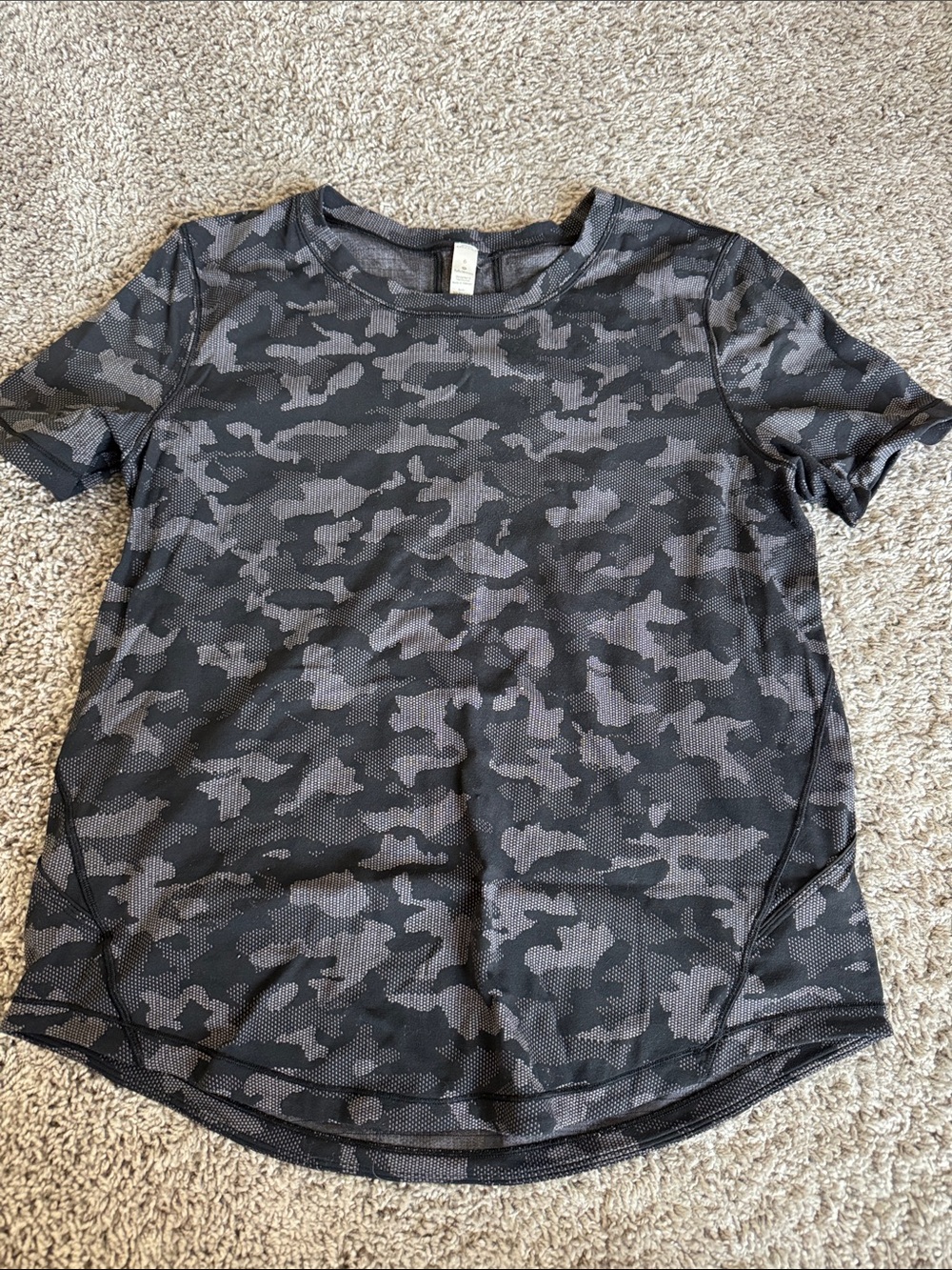 LULULEMON Black & Gray Camouflage Active Tee